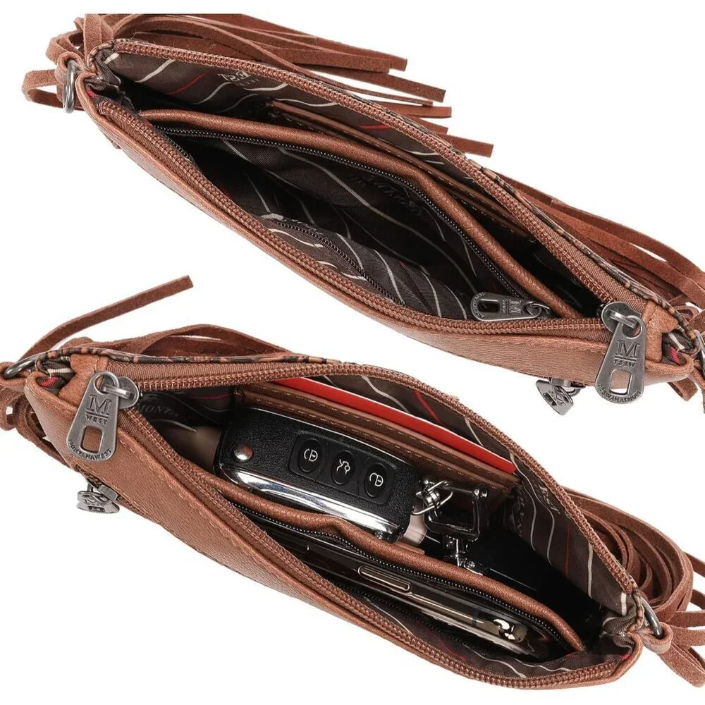 Western Leather Crossbody Bag Wallet Clutch for Women Compact & Functional